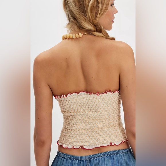Free People Field of Roses Smocked  tube top NWT - Picture 4 of 8